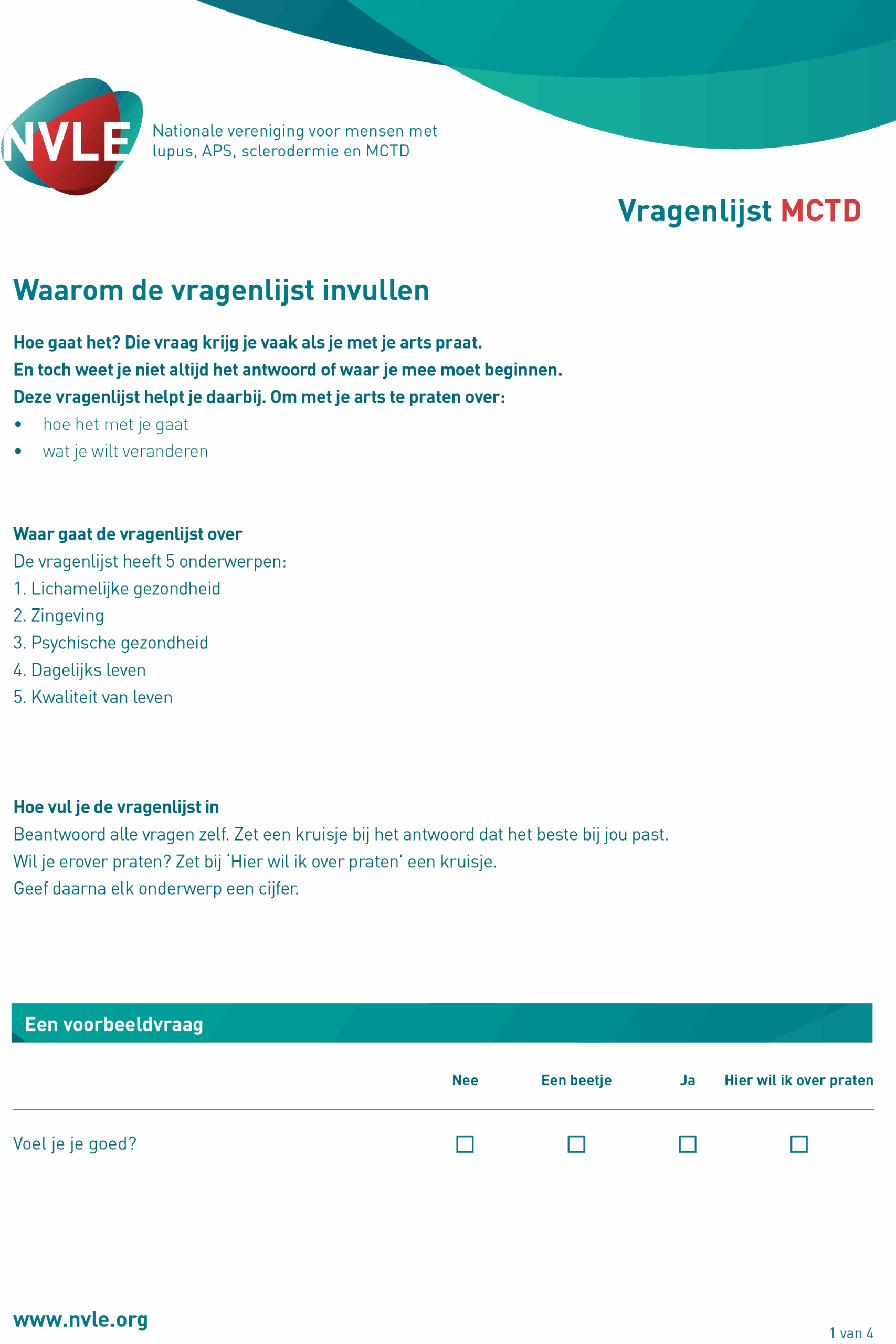 Vragenlijst spreekkamerkaart MCTD
