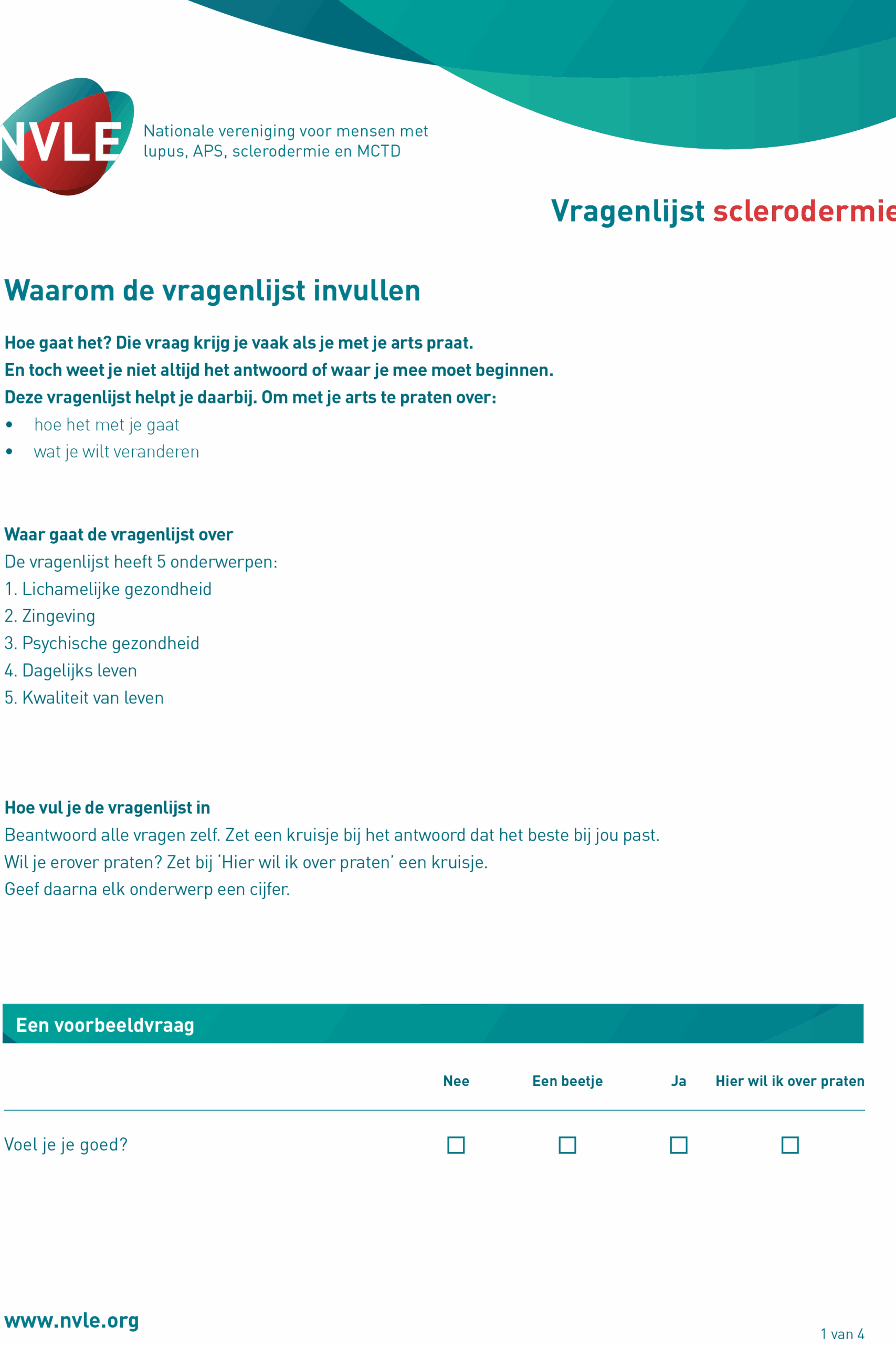 Vragenlijst spreekkamerkaart Systemische Sclerose (SSc)